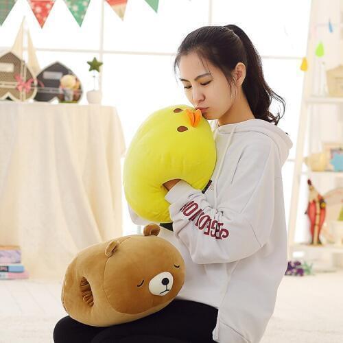 Stuffed Plush Toy Cartoon hand warm pillow soft piggy chicken penguin cat panda polar bear frog kids birthday Christmas gift