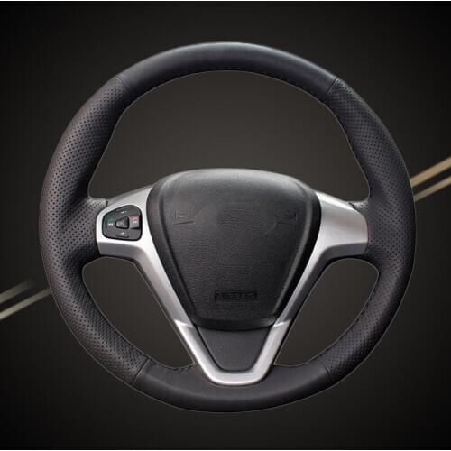 Car Braid On The Steering Wheel Cover for Ford Fiesta 2008-2013 Ecosport 2013-2016 Car-styling DIY Auto Steering Braiding Covers