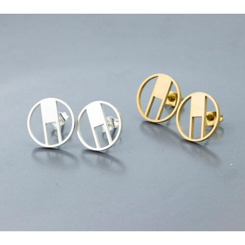 Wholesale 10Pairs Best Friend Gifts Fashion Simple Circle Stud Earrings For Women Fashion Jewelry Stainless Steel Accessories