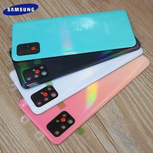 Original Samsung Galaxy A51 5G A515 A515F Back Battery Housing Cover Camera Glass Lens Frame With Logo Replacement Parts 6.5inch