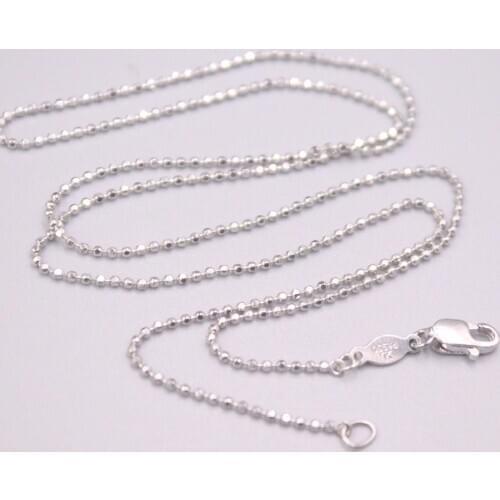 Real Platinum 950 Necklace Womens Carved Beads Chain Female 1mm Simple Link 45cm/18inch Gift Neckalce Jewellery