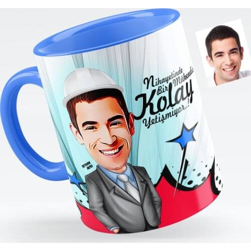 Personalized Mr Engineer Caricature Of Blue Mug cup-1