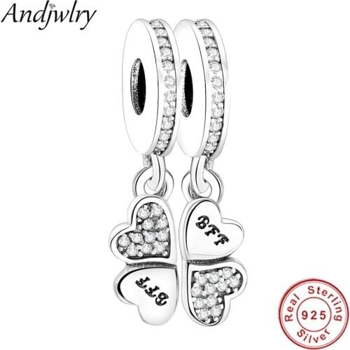 925 Sterling Silver Pendant Fit Original Pandora Charm Bracelet Best Forever Friends Dangle Charm Beads DIY Women Berloque