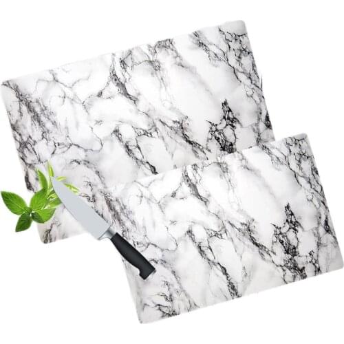 White Marble Looking Glass Cutting Board 2 Piece Set Glass Cutting Plate Hijjenik Glass Cutting board 30x40 and 20x30 measures