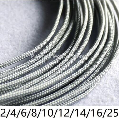 Grey PET Braided Wire Sleeve 3 4 6 8 10 12 14 16 25mm Tight High Density Insulated Cable Protect Expandable Sheath Single Color