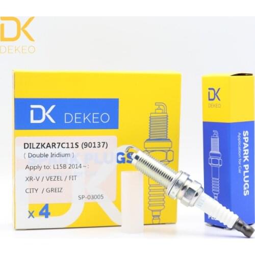 Dekeo Spark Plug For Honda Fit EX-L LX Sport Double Iridium DILZKAR7C11S 4PCS