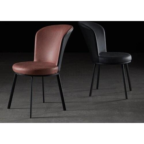 Light Luxury Dining Chair Nordic Family Italian High End Chair Metal Postmodern High Back Technology Cloth Restaurant Back