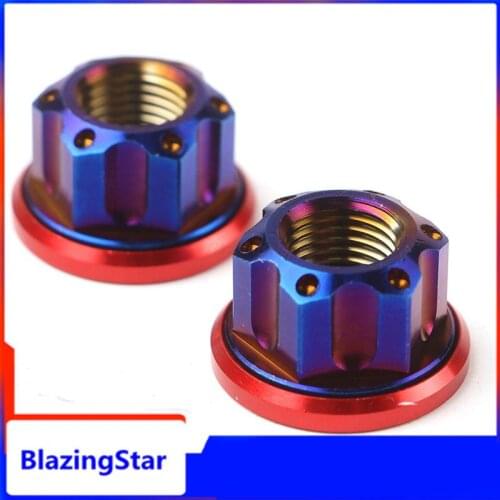 Burn Titanium Screw M12 Stainless Steel 304 Front Wheel Axis 1.25 Tooth Pitch CNC Color Screw Nut Fine Teeth