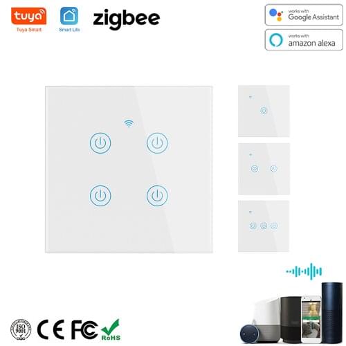 Tuya Zigbee Switch Touch Panel for Smart Home APP Remote Control EU UK Standard Work with Alexa Google Home 1 2 3 Gang