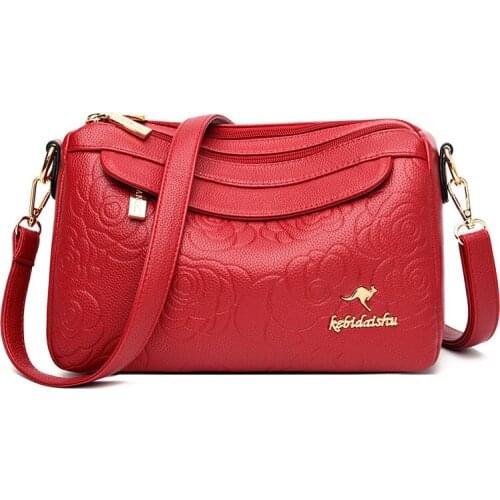 Women Messenger Bags Leather Shoulder Bag Female Bolsa Crossbody Bags for Women Hangbags for Girls Flowers Shoulder Bag Fashion