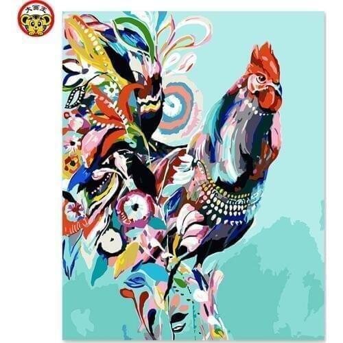 Painting by numbers art paint by number DIY decoration living room bedroom sofa background painting abstract flower chicken