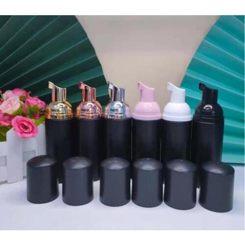 12ps x 60ml Matt Black Plastic Foam Pump Refillable Empty Frosted Cosmetic Bottle lash Cleanser Soap Dispenser Shampoo bottle