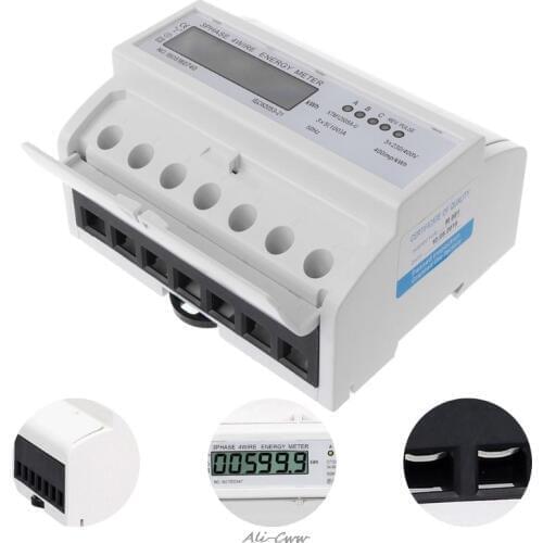 3 Phase 4 Wire Electric LCD Display Digital Energy Meter Calibrated For DIN Rail Power Meters 50/60HZ
