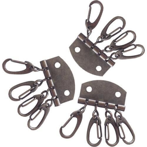 3xMetal Leather Craft DIY Pure Brass Key Row Rivet Hook Patchwork Sewing DIY Key Holders For Leather Bag Accessories Tools