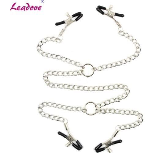4 Metal Nipple Clamps With Chains Nipple Clips Clamps Nipple Sex Products For Woman BDSM Adult Game Vagina Clip SP0086