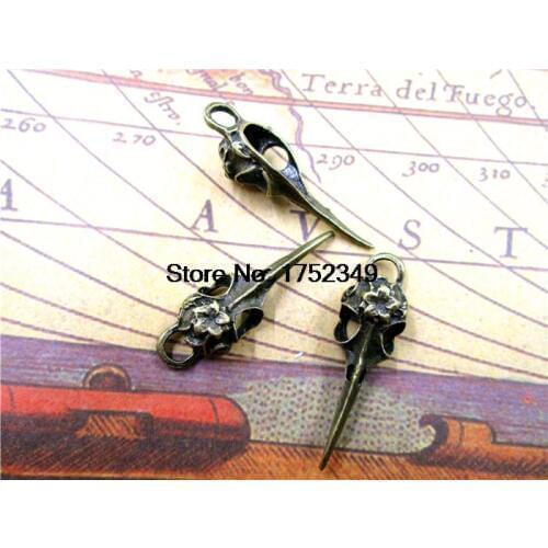 8pcs-Flower Vulture Bird Skull Head,3D Bird Skull Pendants/Charms,Steampunk,Gothic Charm Jewelry Making Findings 41x13x9mm
