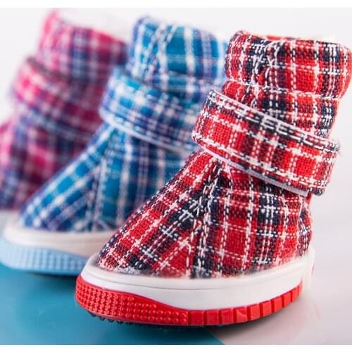 Small Dog Shoes Plaid Pet Shoes for Dogs Cats Spring And Autumn Boots Skidproof Cat Shoes 4pcs/set Red,Blue,Pink 1067