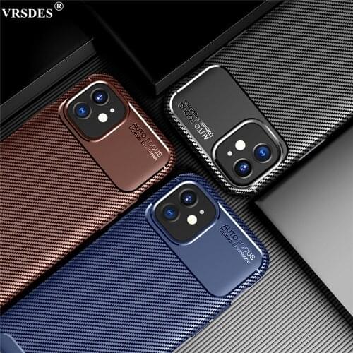 For iPhone 12 5.4 12Pro 12Max 6.1 Coque Luxury Carbon Fiber Shockproof Soft TPU Armor Cover For iPhone 12 Pro Max 6.7 Capa Funda