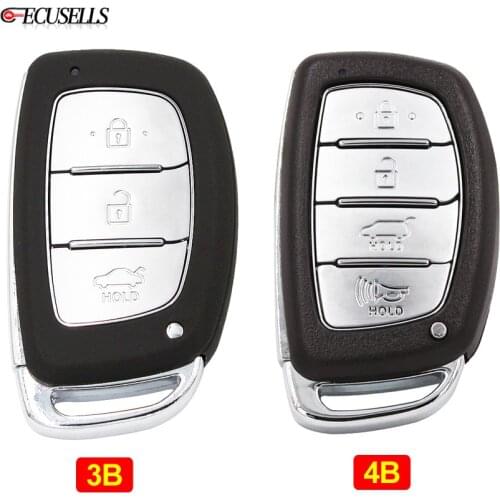 3/4 Button Smart Car Key Housing Cover Remote Key Shell Case with Insert Key Uncut Blade for Hyundai IX25 IX35 Elantra Sonata