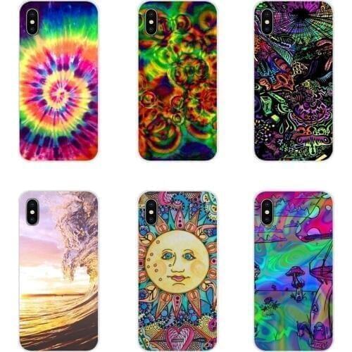 For Apple iPhone X XR XS 11Pro MAX 4S 5S 5C SE 6S 7 8 Plus ipod touch 5 6 Retro Sun Hippie Colorful Transparent Soft Case Covers