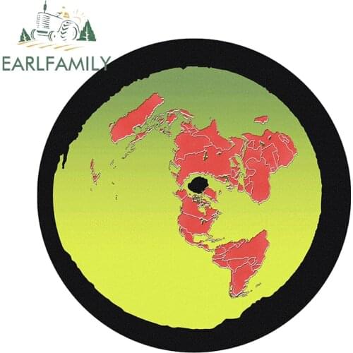 EARLFAMILY 13cm x 12.9cm For Flat Earth Map Vinyl Car Stickers Refrigerator Decal Vinyl Material Funny Decals Custom Printing
