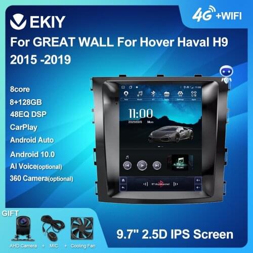 EKIY Android 10 Autoradio For GREAT WALL For Hover Haval H9 2015 -2019 Car Multimedia Tesla Vetical Screen Navigation Stereo DVD