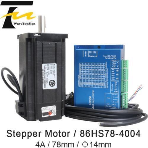 WaveTopSign Nema34 86HS78-4004 2 phase Step Angle 1.8 Hybrid Stepper Motor Rated Current 4A Motor Length 78mm
