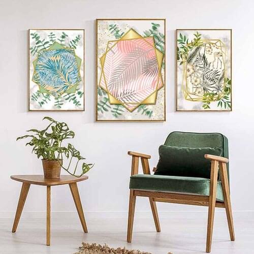 Plant Oil Painting Green Leaves Still Life Wall Painting Art Canvas Painting Living Room Corridor Office Home Decoration Mural