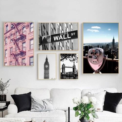 Paintings for Interior City Landscape Posters and Prints for Living Room Modern Home Decoration Frameless Picture On Loft