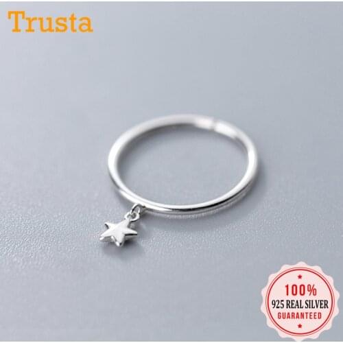 TrustDavis 100% 925 Sterling Silver Fashion Women Star Rings Opening Size 7 8 Wonderful Gift For Girls Kids Lady DA14