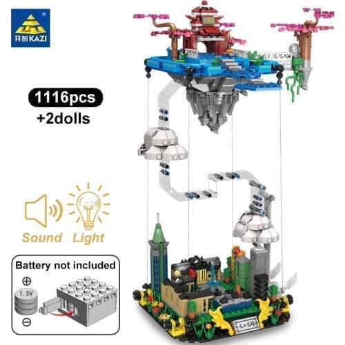 KAZI 1116Pcs New Design Levitation Heavenly Palace Building Blocks Myths Moon Chang'e Castle Architecture Bricks Toys For Child