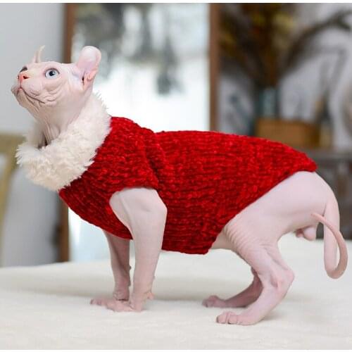 Cat Clothes Handmade Sweater Warm Vest Mink Wool Coat Autumn Winter Hairless Cat Sphinx Cat Clothes
