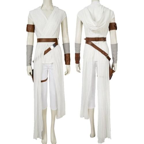 Adult Women Star 9 The Rise of Skywalker Cosplay Costume Rey Halloween Masquerade Outfit Full Props With Boots
