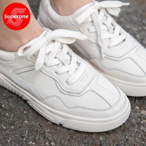 Superone New Women Sneakers Genuine Leather Lace Up Women Flat Shoes Fashion Casual Shoes Women Daily Footwear Size 35-40