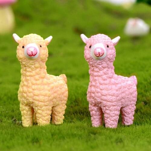 Cute Mini Alpaca Sheep Model Miniatures Doll DIY House Succulents Landscape Decor Table Top Ornaments Crafts Decoration