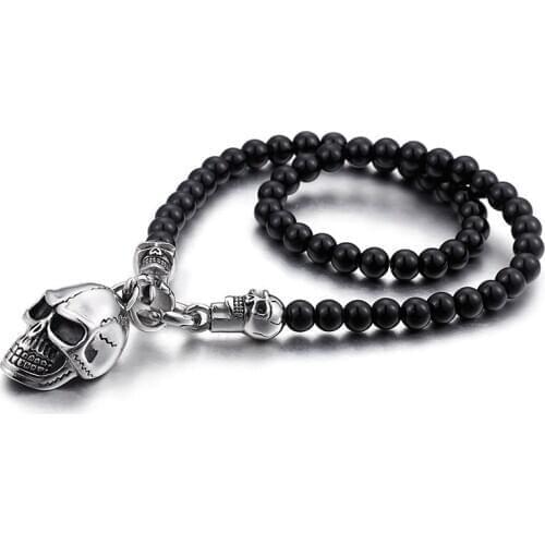Europe and the United States fashion punk non-mainstream personality smile skull skeleton pendant men titanium steel necklace