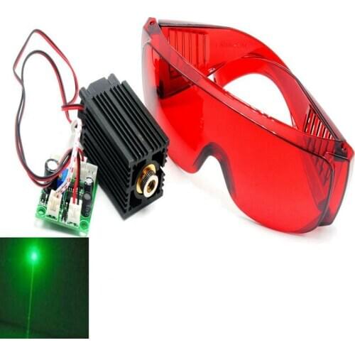 DC12V 532nm 80mW Green Laser Module Point Dot Stage Lights w/ Protection Goggles