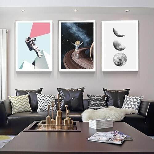 Cartoon Universe Poster Planet Pictures Kids Canvas Painting Wall Art For Living Room Modern Home Decorative Prins On The Wall