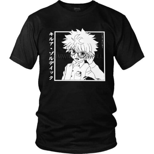 Male Hunter X Hunter T-Shirt Harajuku Manga Killua Zoldyck Tshirt Short Sleeve Hip Hop T Shirt Homme Cotton Tee Tops Clothing