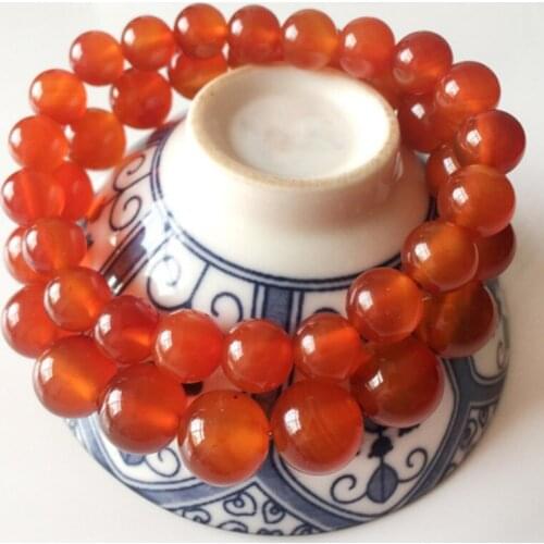 Natural Red Agate Beads Gemstone Smooth Round Loose for Jewelry Making