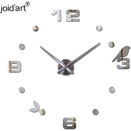 2019 new hot 3d diy Acrylic mirror wall clock home decor living room wall sticker quartz needle digital unique clocks watches