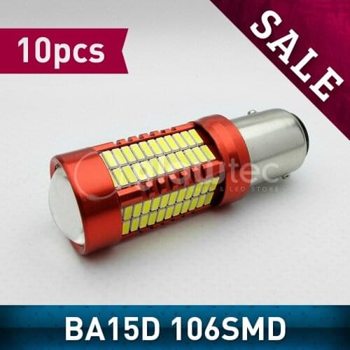 WHOLESALE 10pcs LED BA15D 106 SMD Bulbs - 106SMD headlight fog light bulb Super Bright White 4014 Chips GLOWTEC