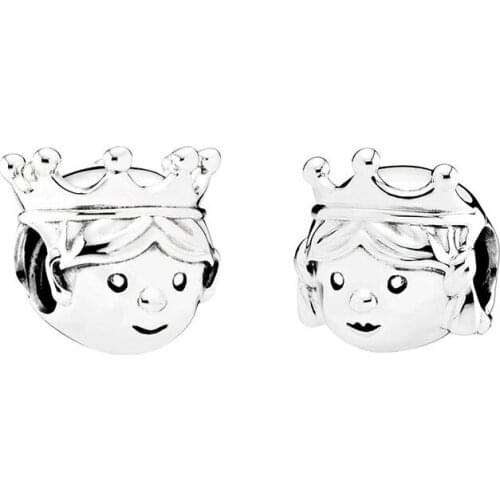 Authentic 925 Sterling Silver Prince and princess Charms Fit Original Pan Bracelets For Women Diy Jewelry Bead
