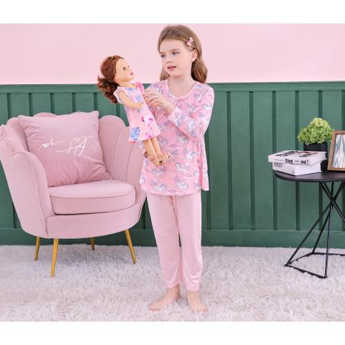 ModaIOO Girls Pajamas Set Top Night Dress with Sleep Pants Pants Matcching 18" American Dolls & Girls Sleepwear Long Sleeve