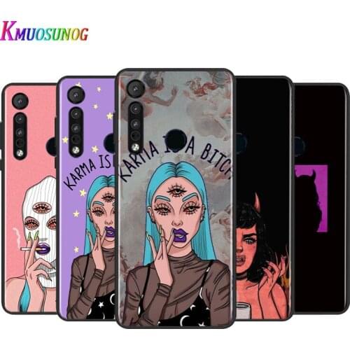 Lovely Devil Girl For Motorola G9 G8 G Stylus Power One Fusion Hyper Edge E7 E6 5G Plus Play Lite Black Silicone Soft Phone Case