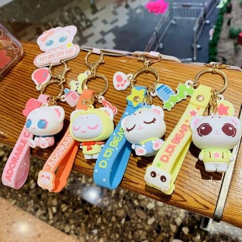 Cartoon Creative Cute Cat Anime Keychain Fun Cute Doll Charm Keychain Cute Personality Couple Bag Mobile Phone Keychain