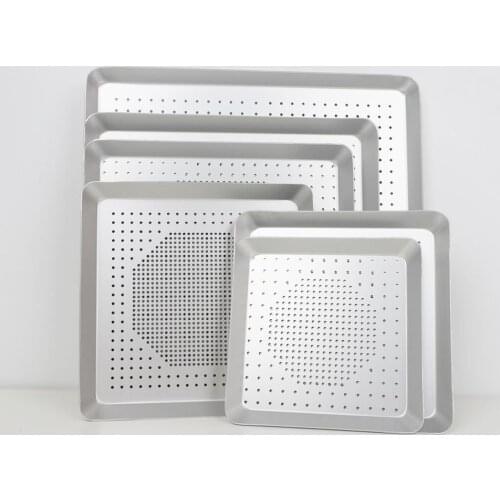 8-16 Inch Pizza Pan Pizza Baking Plate Square Non-Stick Heat Resistant Punching Pizza Baking Pan Tray Kitchen Tool for Kitchen