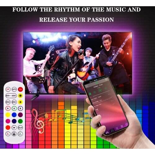 LED Strip Lights USB Bluetooth Music Smart APP Control 2.5M RGB Tape Flexible Neon TV Backlight Design Kawaii Room Decoration