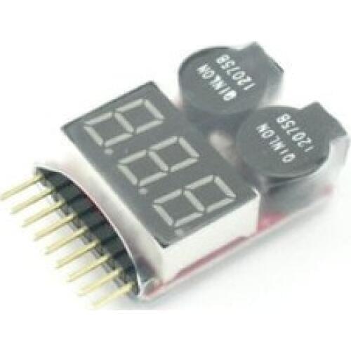 3.7-30V 1-8S Lipo/Li-ion/Fe Battery Voltage 2IN1 Tester Low Voltage Buzzer Alarm
