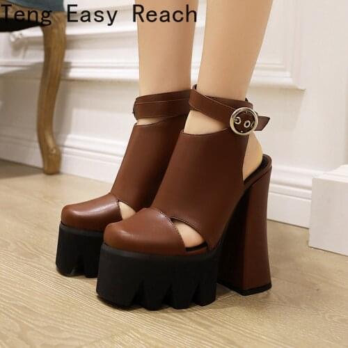 Womens Spring platform chunky heels Ankle Strap High Chunky Heels Platform Punk Shoes Female Fashion Buckle Comfortable Shoes